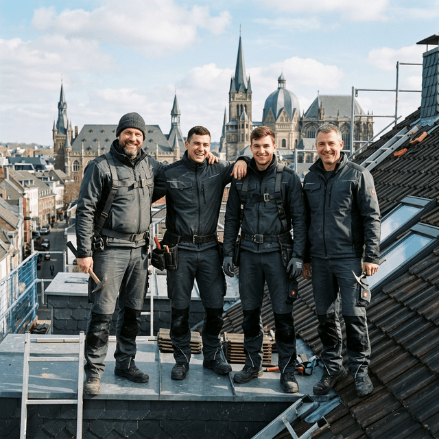 Unsere Facharbeiter auf dem Dach in Aachen